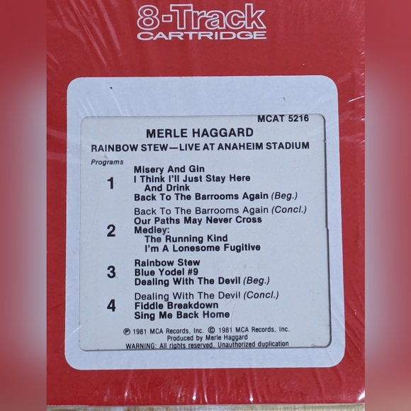 1981 8-Track Merle Haggard NEW / factory sealed Rainbow Stew ( MCA Records ) - Picture 5 of 6